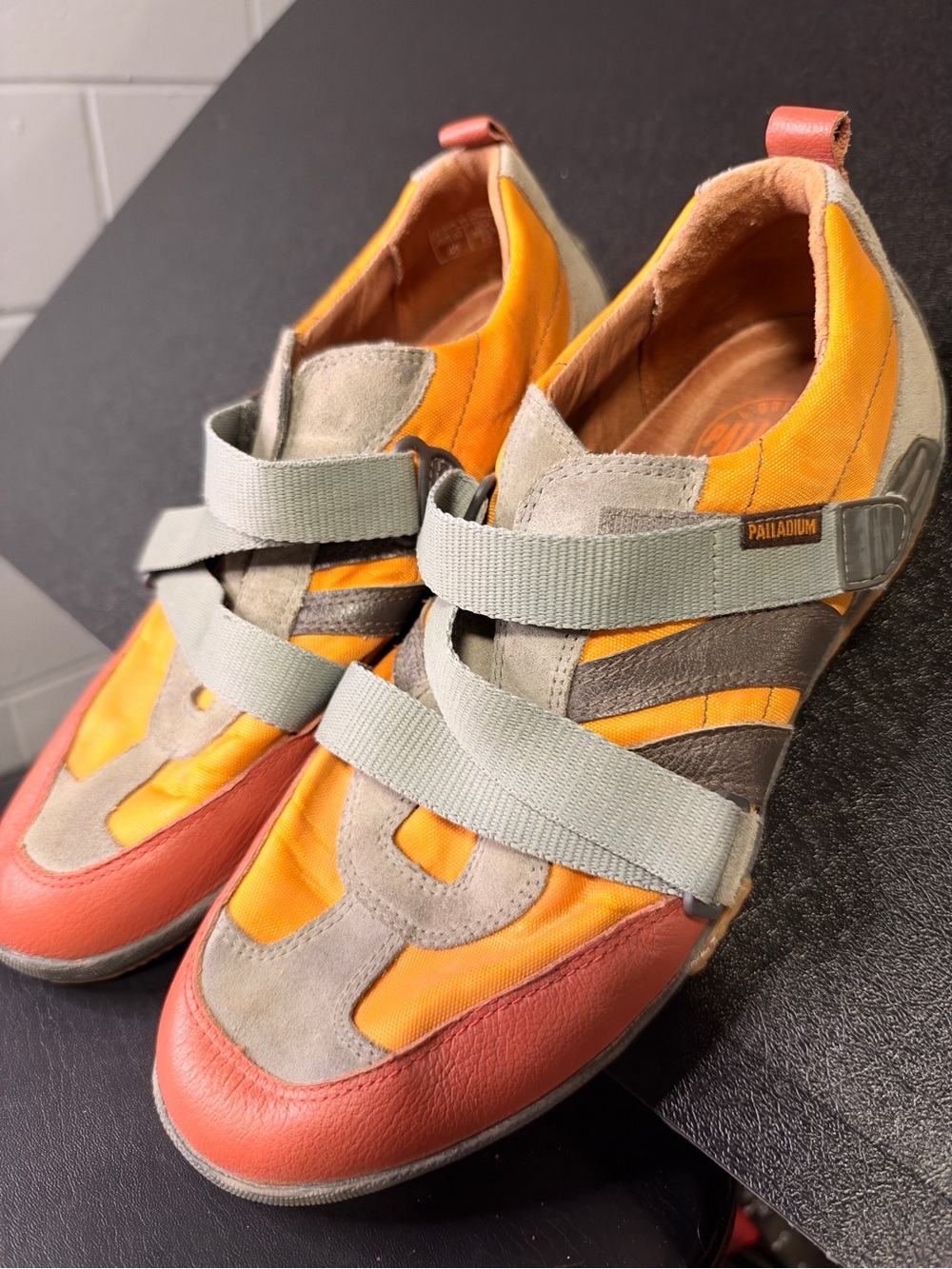 Palladium Men’s Colorblock Strap Sneakers Orange Gray Coral Size 12